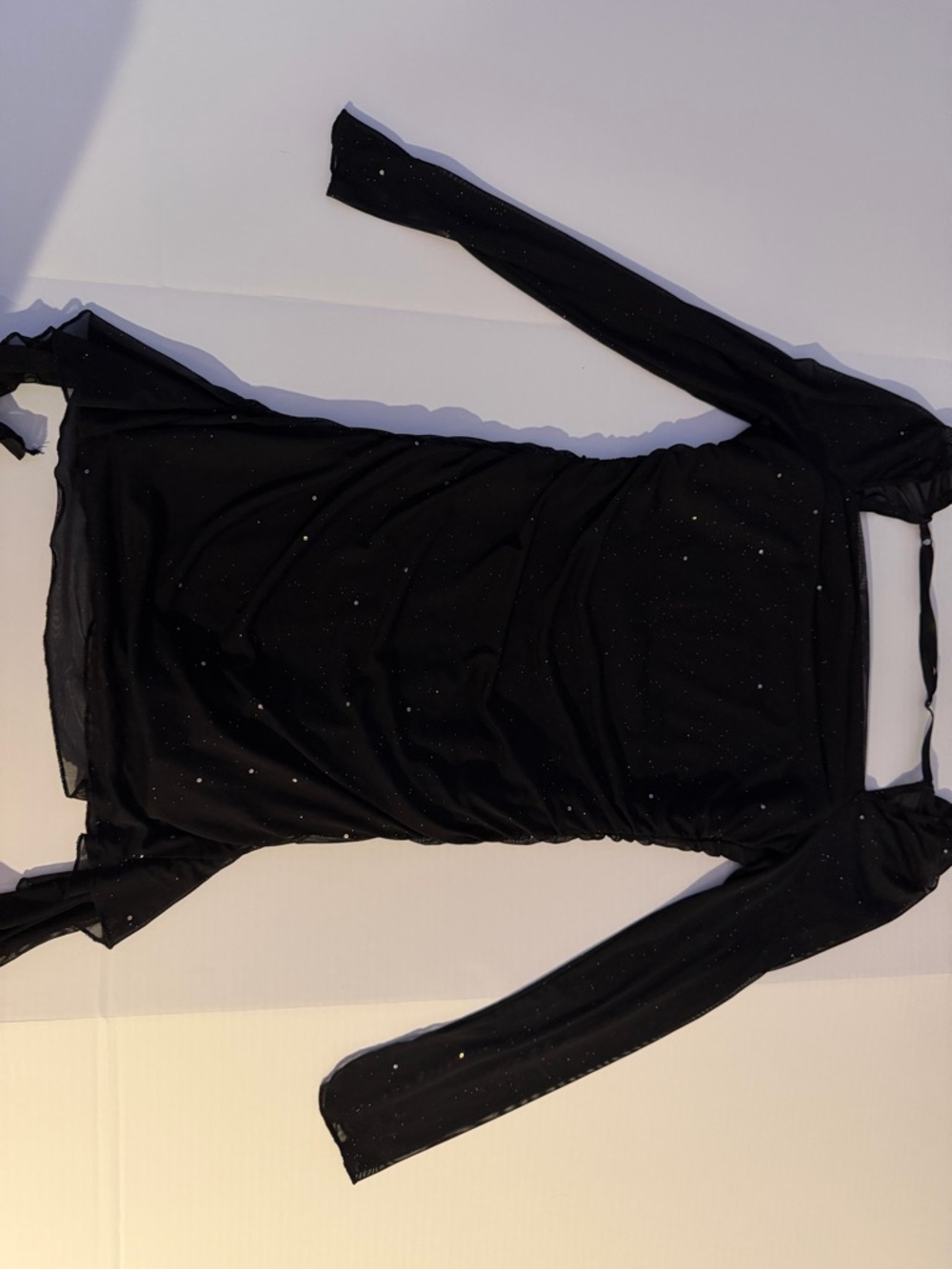 Black Sparkle Mesh Long Sleeve Women's Top